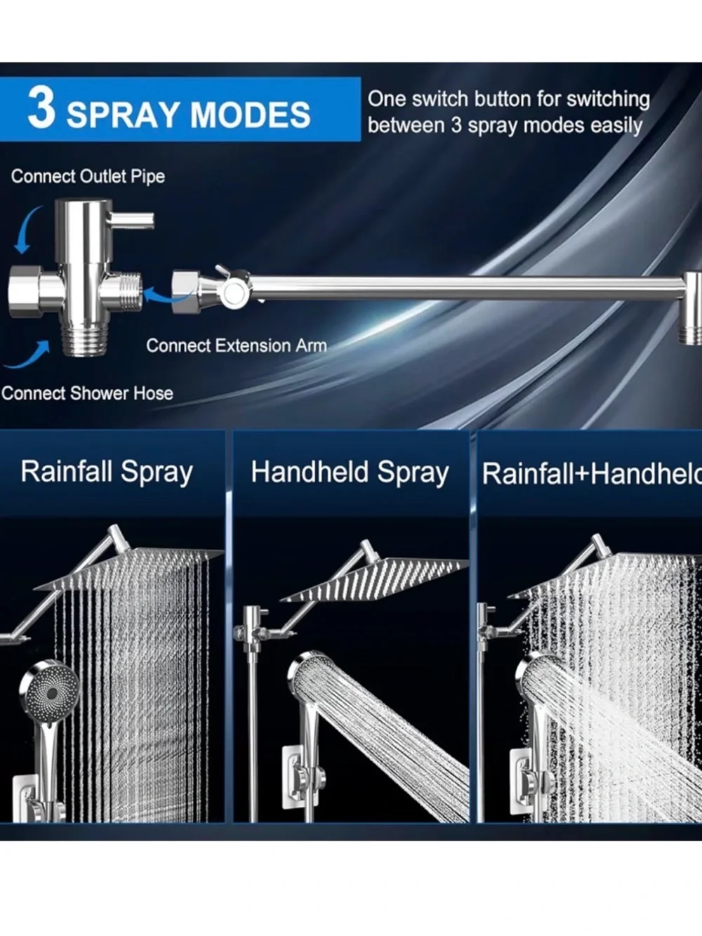 Chrome Dual Shower System with Rain and Handheld Spray